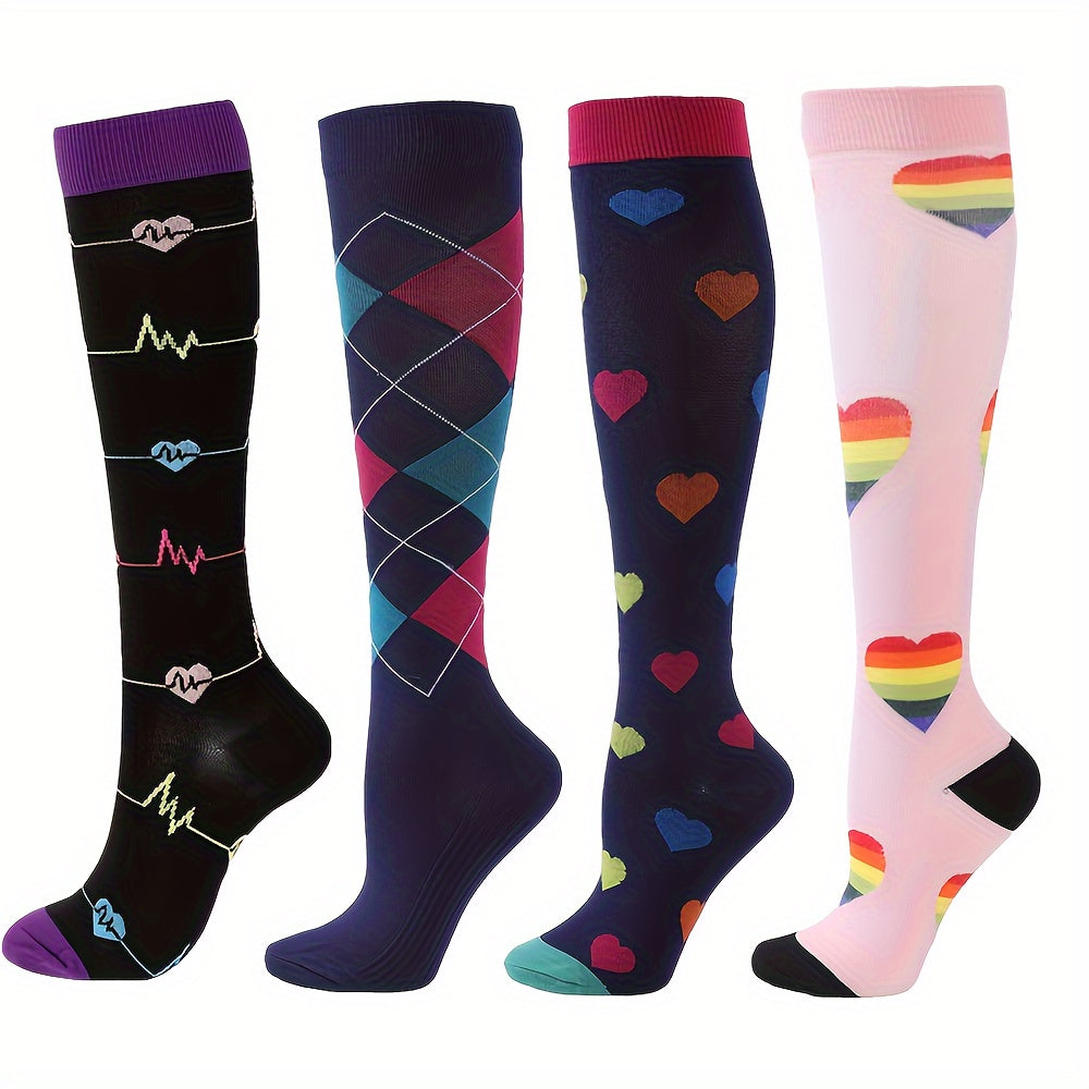 6 Pairs Copper Compression Socks Circulation 10-20 mmHg Knee High Socks