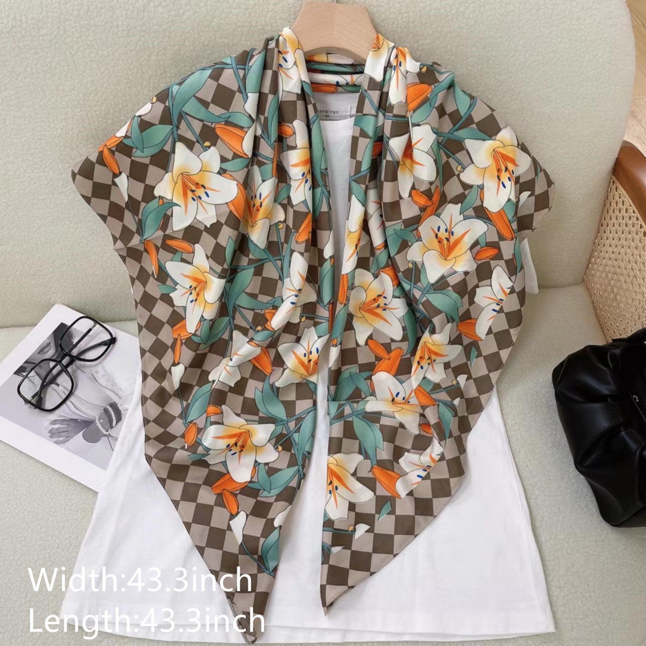 Colorful Plaid Print Large Square Scarf Retro Warm Shawl