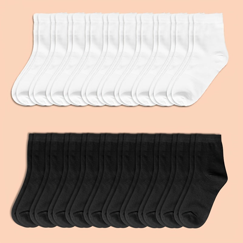 10 20 30 Pairs Solid Socks Comfy & Breathable Women's Stockings