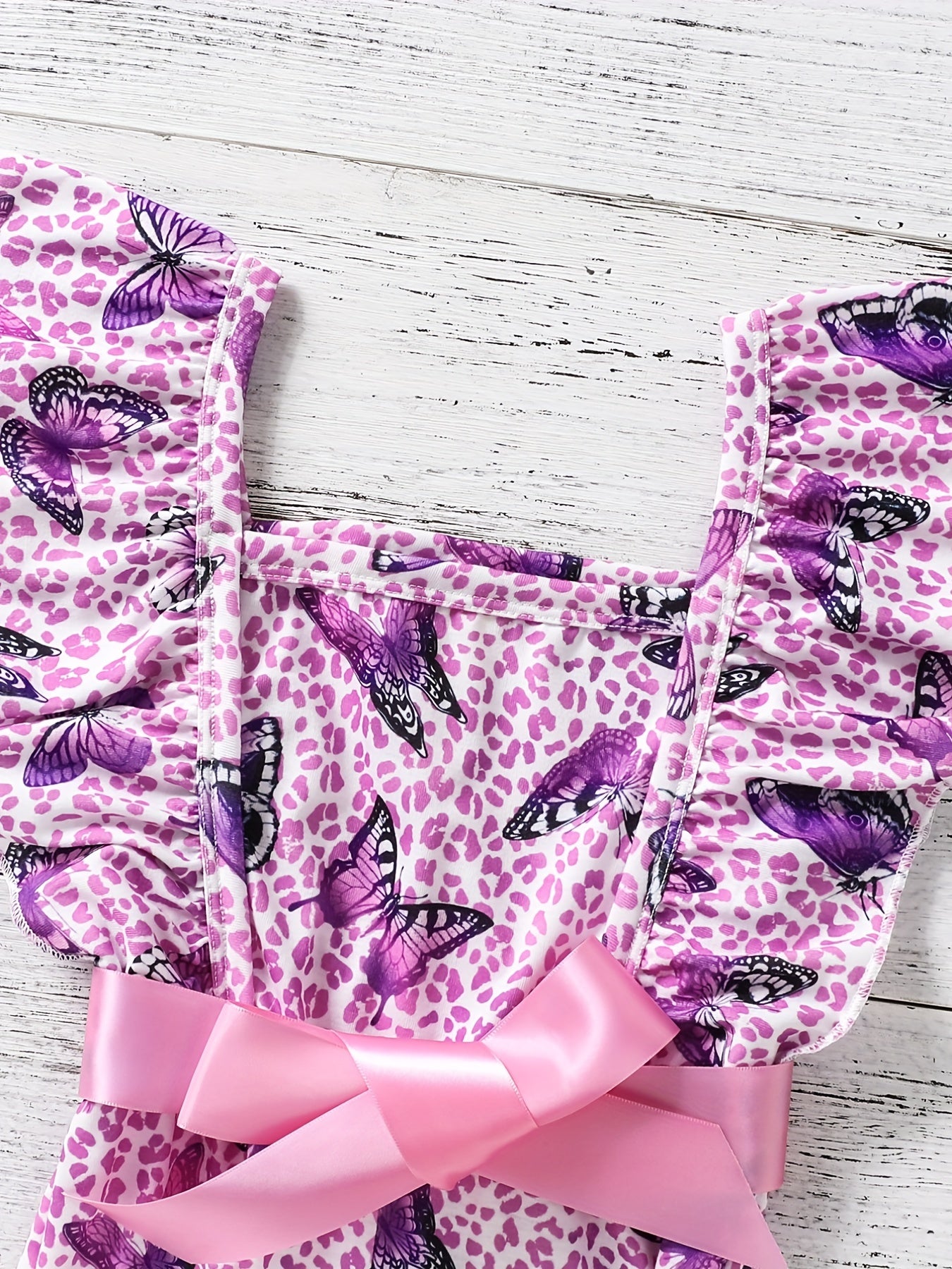 Butterfly Print Ruffle Sleeve Rompers for Kids