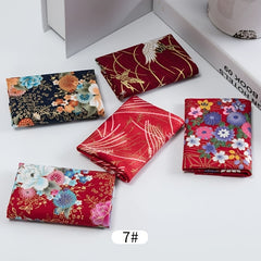 5pc Bronzing Cotton Patchwork Cloth Japanese Floral DIY Decoration