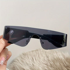 Y2K Mirror Lens Sunglasses Cyberpunk Futuristic Rimless Glasses UV400