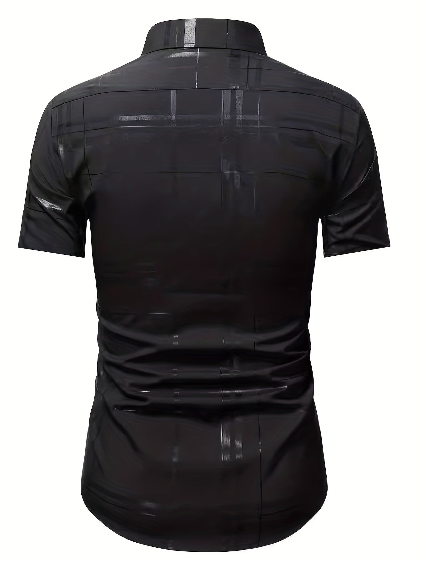 Men's Stripe Print Short Sleeve Shirt for Summer