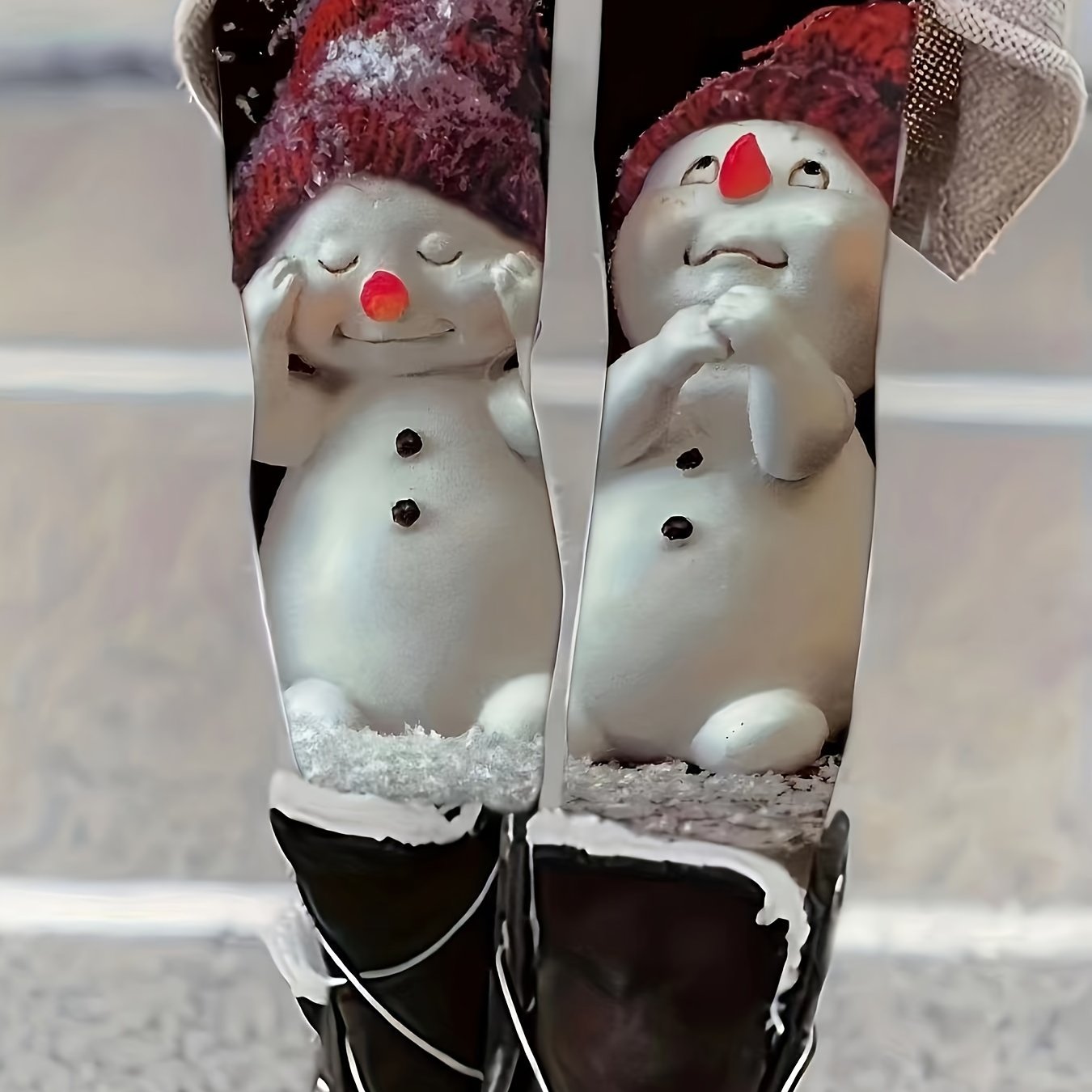 Women's Plus Snowman Print High Rise Skinny Trousers