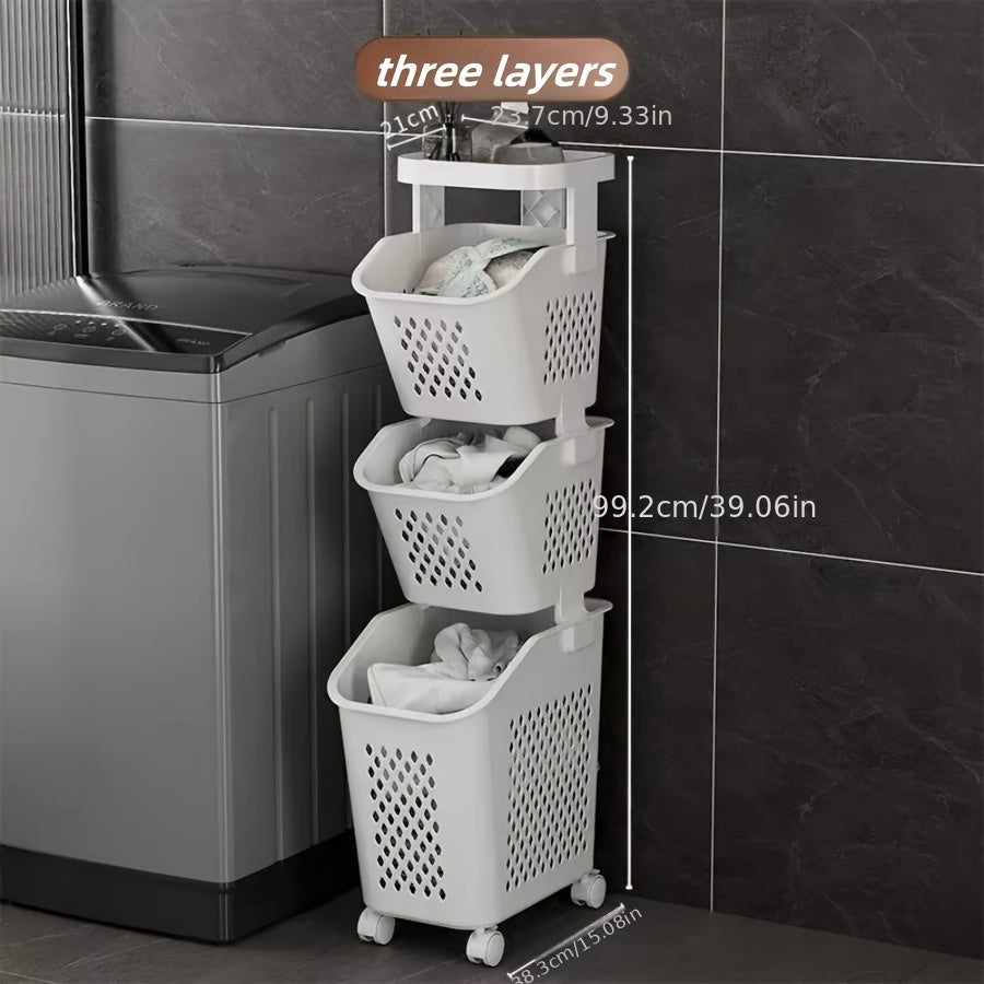 Laundry Basket with Wheels Bathroom Storage