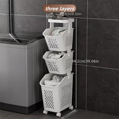Laundry Basket with Wheels Bathroom Storage