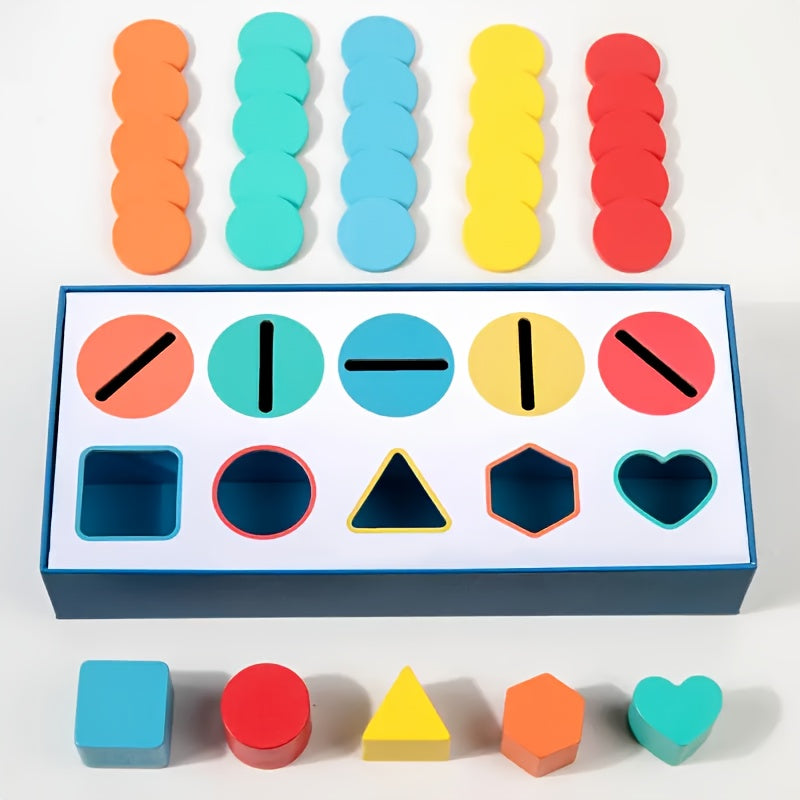 Wooden Sorting Stacking Toy Set Shape Matching Learning Kit