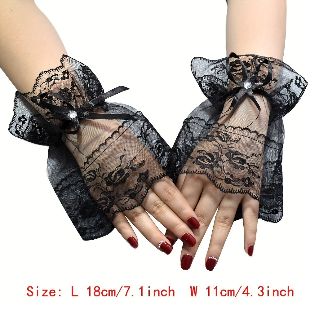 Sweet Lolita Lace Wrist Bow Gloves