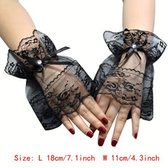 Sweet Lolita Lace Wrist Bow Gloves