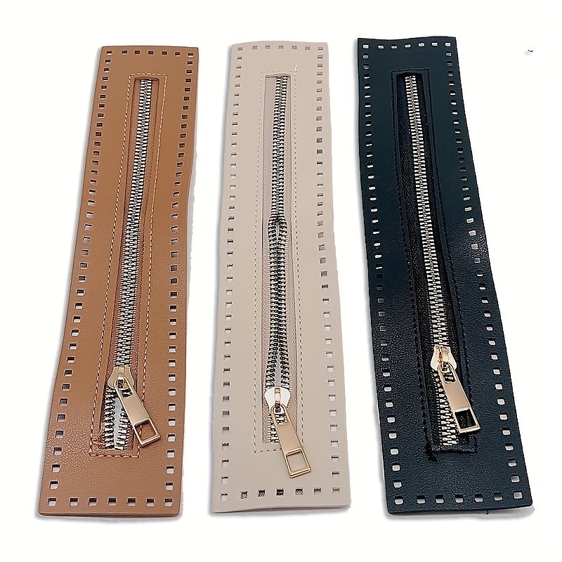 3pcs Box Bag Hardware Accessories Leather Zipper Braided Bag Zipper Strip