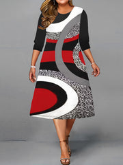  Colorblock Leopard Sequins Print Casual Dress