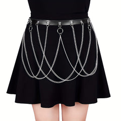 Punk Leg Harness Belt Metal Chain & Leather Accessory