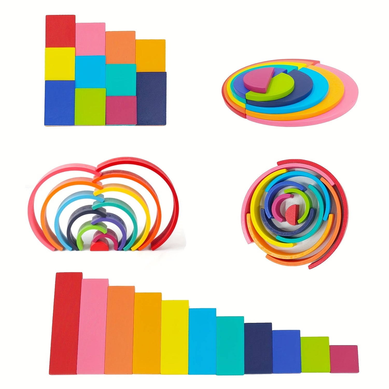 Rainbow Building Block Toy for Kids, Interactive Sensory Play Set