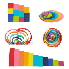 Rainbow Building Block Toy for Kids, Interactive Sensory Play Set