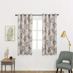Tropical Leaf Pattern Curtain, Thermal Insulated Window Draperies for Home Deco