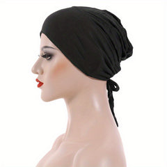 Elastic Turban Soft Head Wrap Underscarf Women Lace Up Beanie
