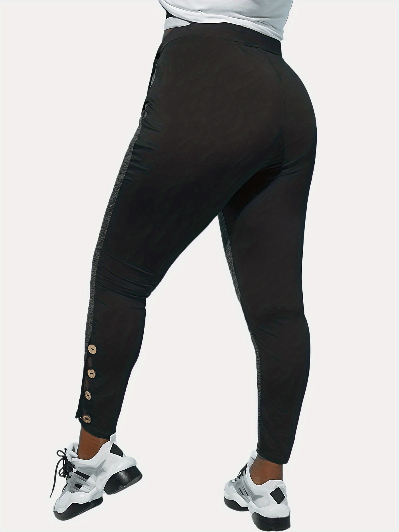  Colorblock Cross Belt Lace Leggings