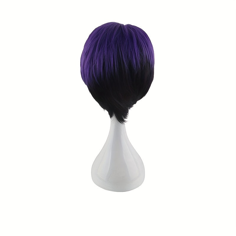 30 48 Cm Purple Short Dress Up Wig For Men Costume Party Use