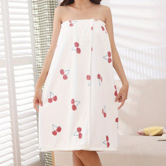 Cherry Shower Dress Bath Towel Wrap for Women Adjustable Bathrobe