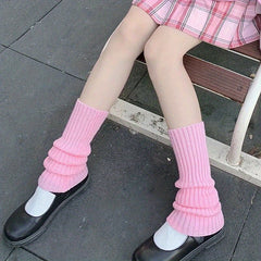 Rib Knit Leg Warmers Knee High Socks Women's Stockings