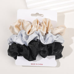 3pcs Satin Leopard Pattern Scrunchies Hair Tie Solid Ponytail Holder