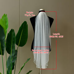 Beaded Bridal Veil Long Finger Length Bridal Gown with Beaded Edges