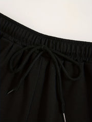  Sketch Print High Waist Loose Shorts