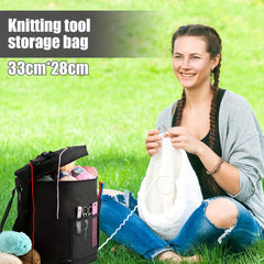 Large Capacity Yarn Storage Bag Barrel Shaped Knitting Organizer Bag