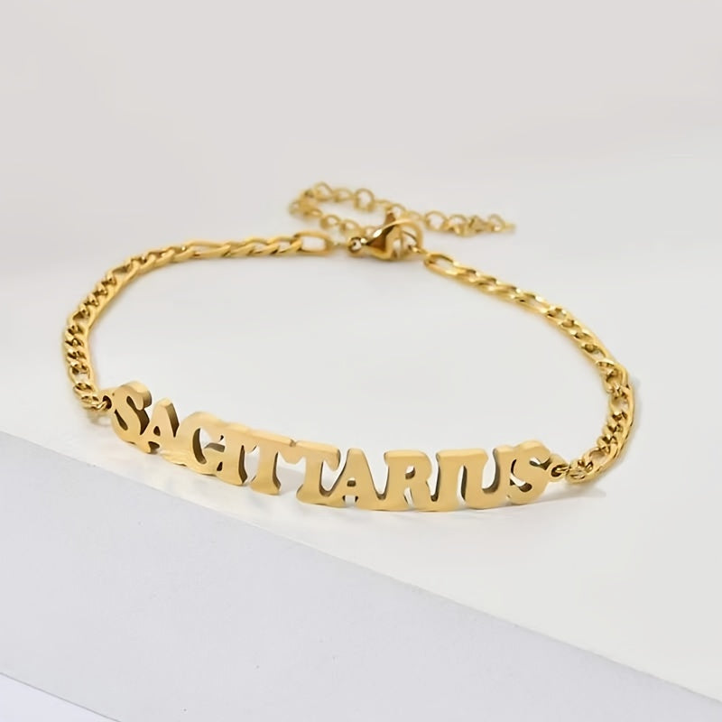 Stainless Steel Zodiac Letter Bracelet Gift