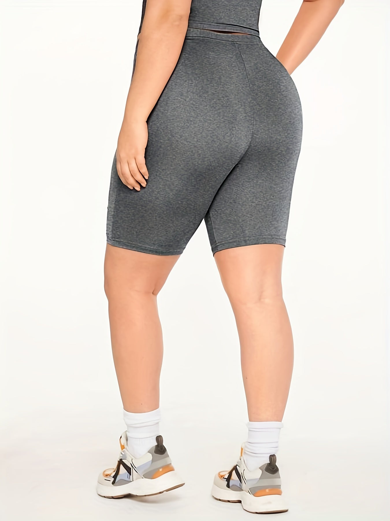  Solid High Rise Skinny Shorts