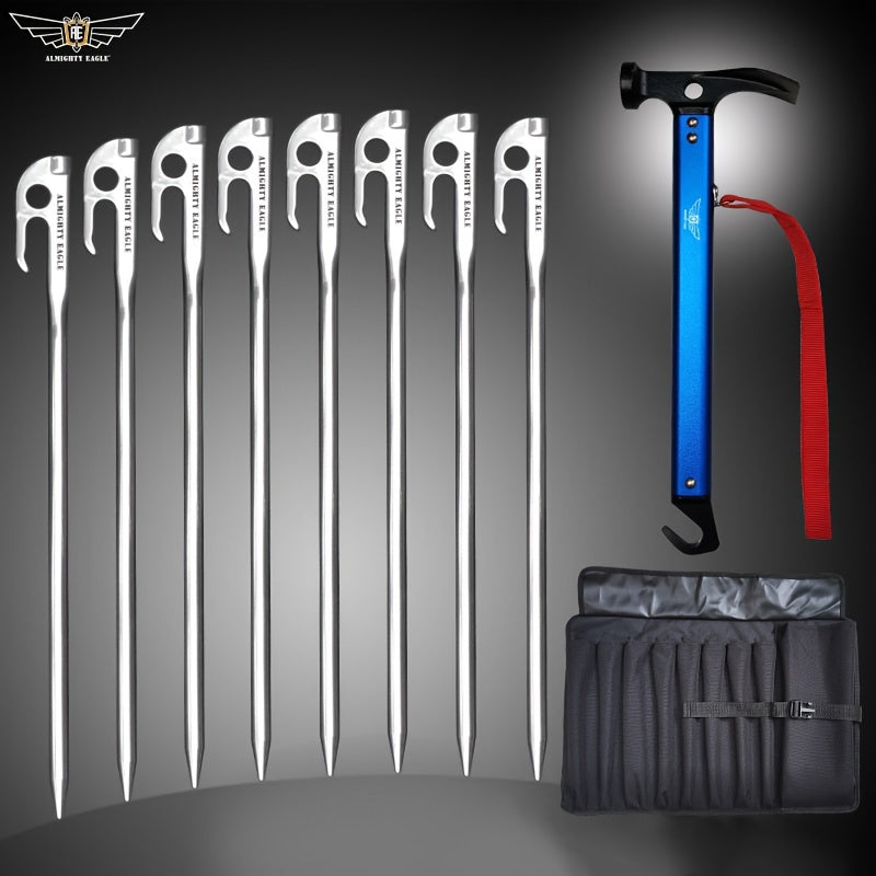 8pcs 420 Stainless Steel Ground Nails Set for Outdoor Camping Tent Canopy