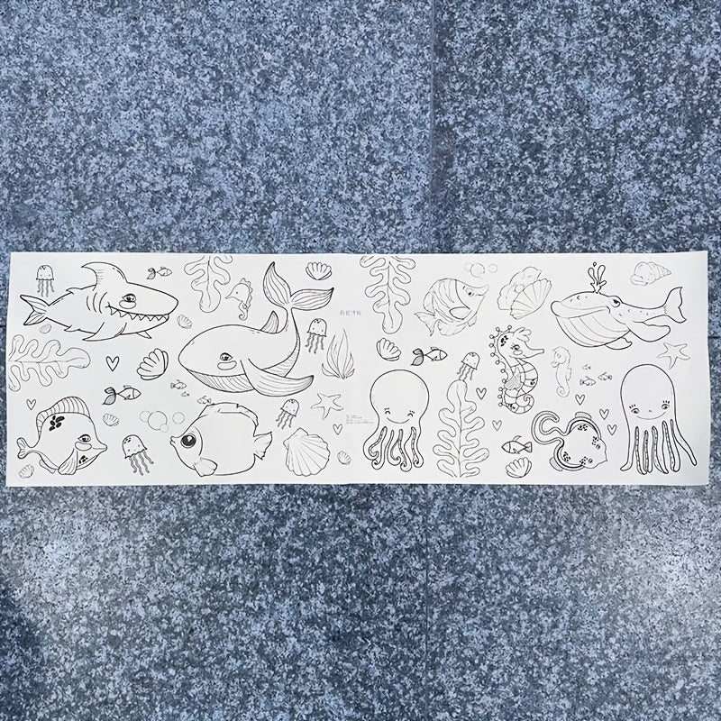 Extra Long Coloring Roll 3.6m Vibrant Animal & Food Designs Paper