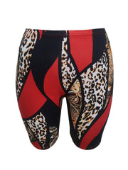 Women's Plus Cross Print Tee & Leopard Shorts Set