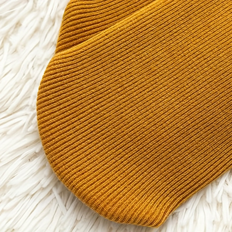 5 Pairs Plush Lined Socks Warm Ribbed Crew Women's Stockings