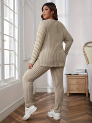  Ribbed Knit Top & Leggings Loungewear Set