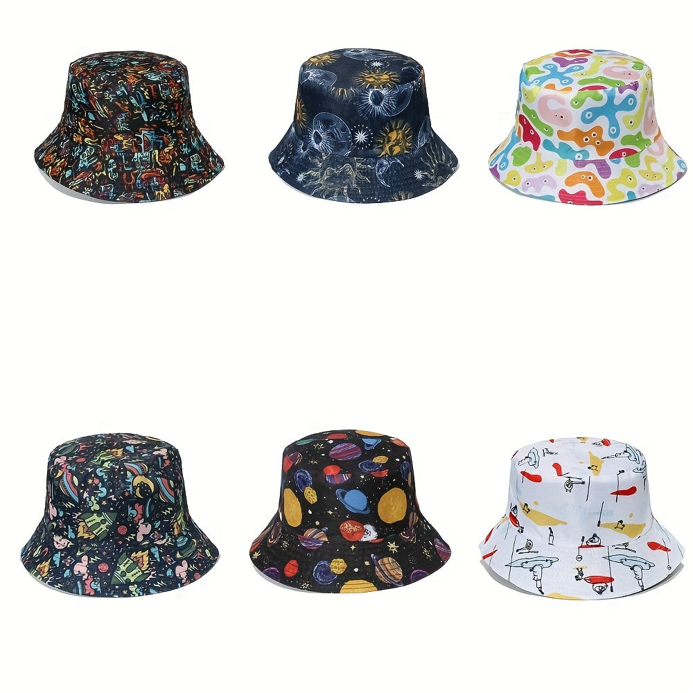 Alien Bucket Hat Cartoon Print Casual Basin Lightweight Sunscreen Cap