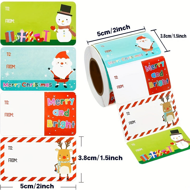 500pcs Santa Claus Stickers Self Adhesive Christmas Tags
