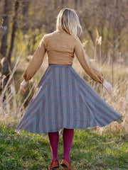  Plaid Print Tie Front A-line Maxi Skirt