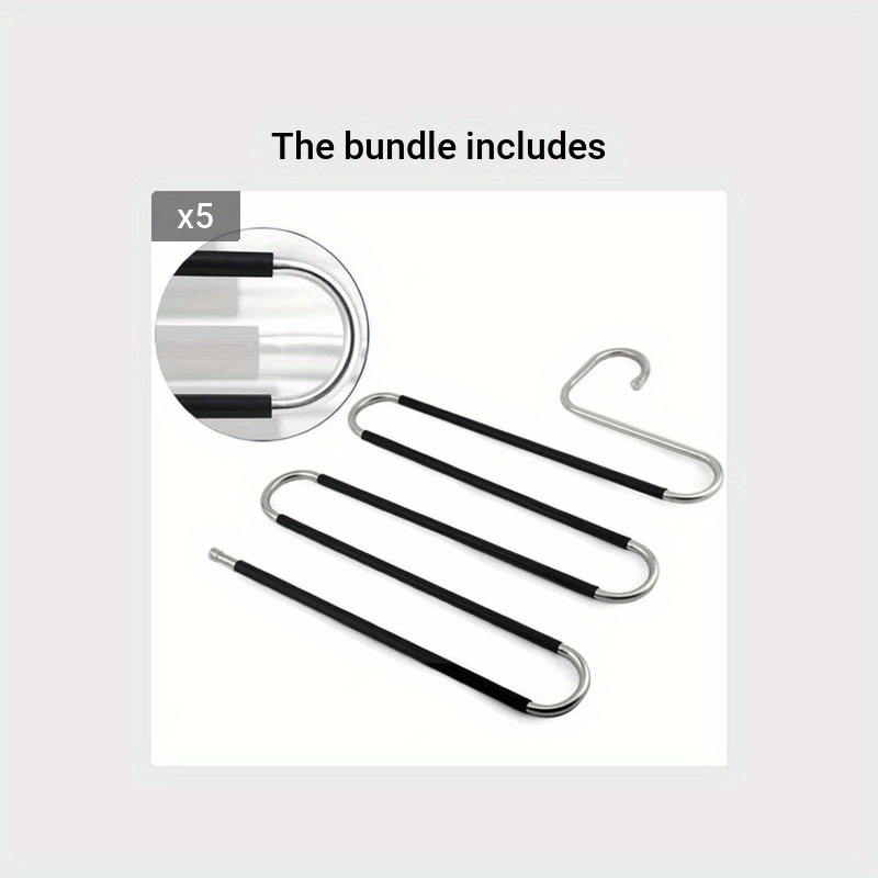 2pcs Stainless Steel Pants Hanger S shaped Non slip Space Saving