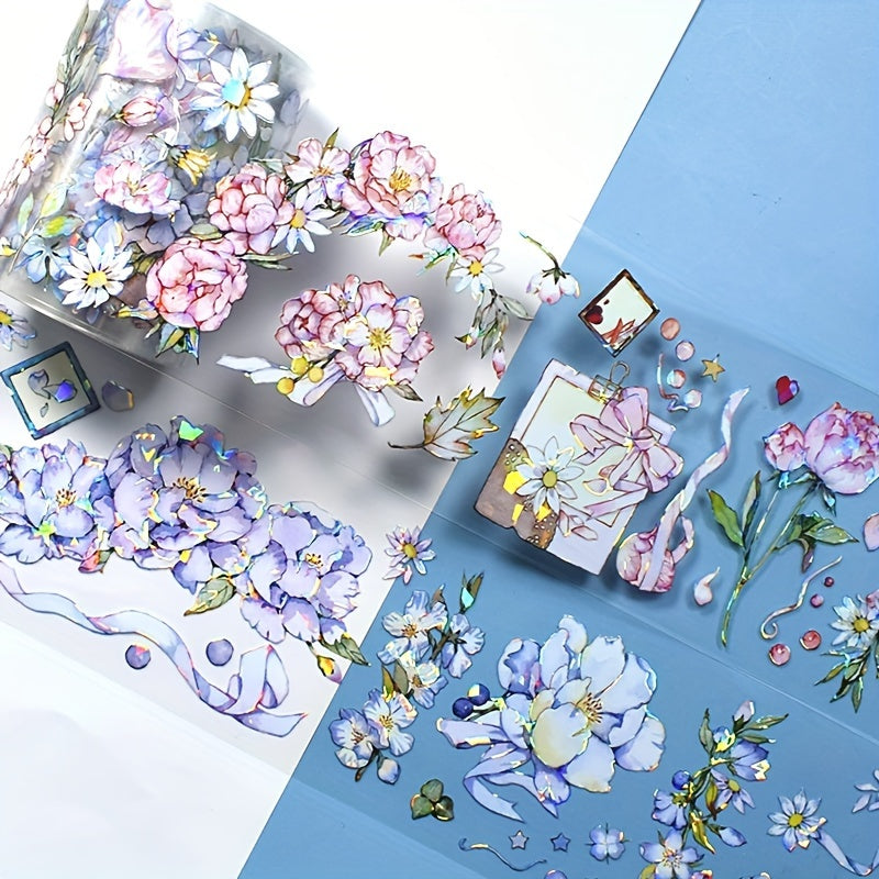 2m Flower Crystal PET Tape Transparent Decorative Stickers Scrapbook