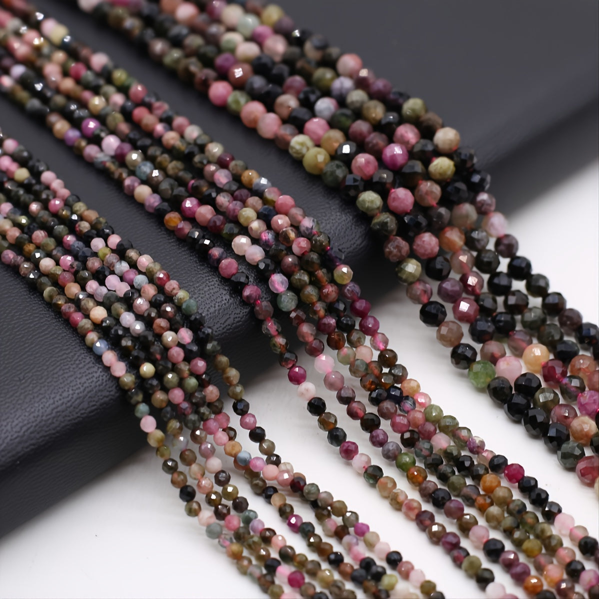 Tourmaline Faceted Small Beads Necklace 16 Inches