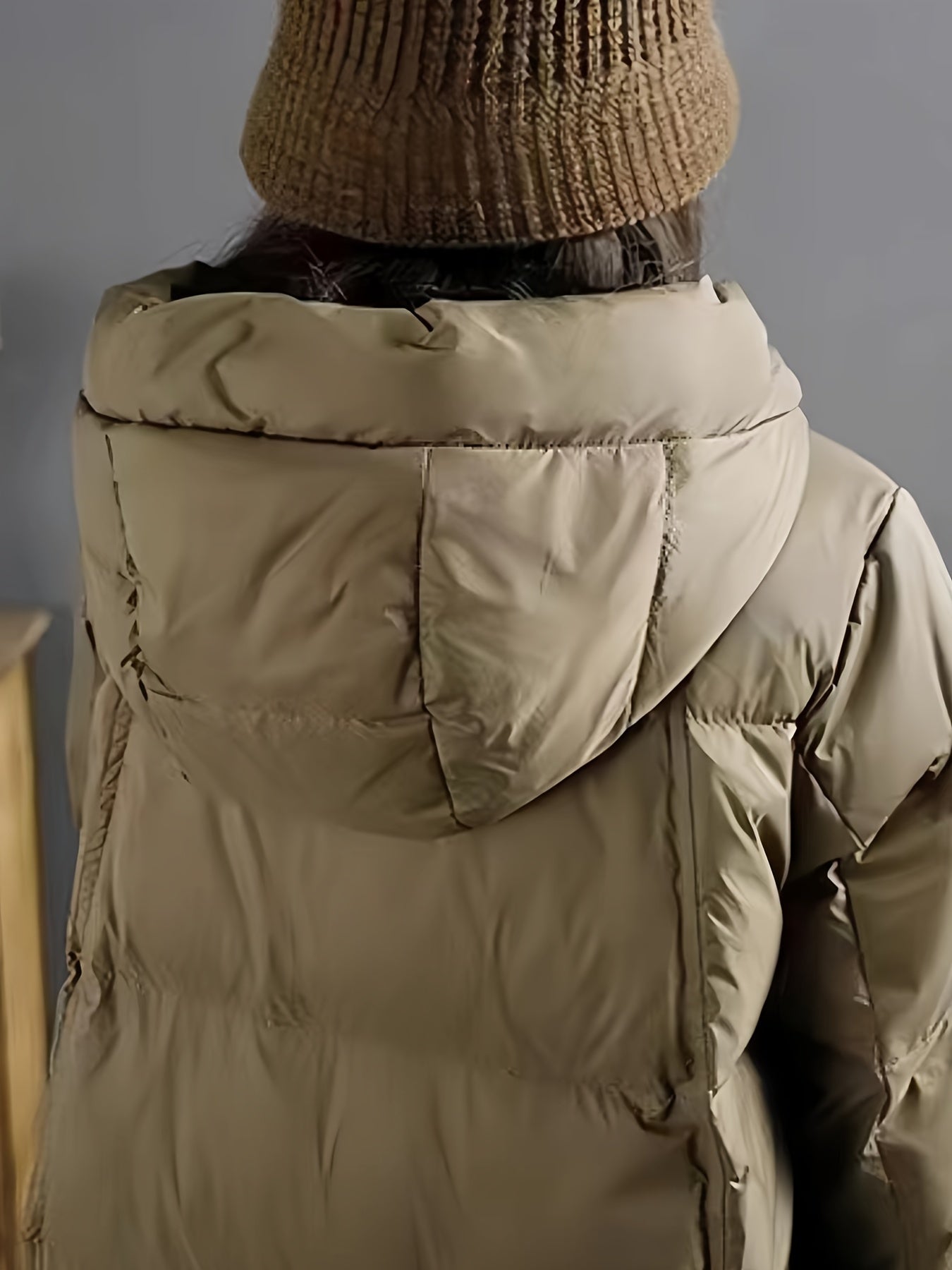 Women's Mid-Length Puffer Hooded Jacket for Winter Outdoor Sports