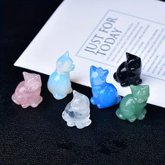 1pc Crystal Carved Cat Pocket Gift Healing Stone Moonsto