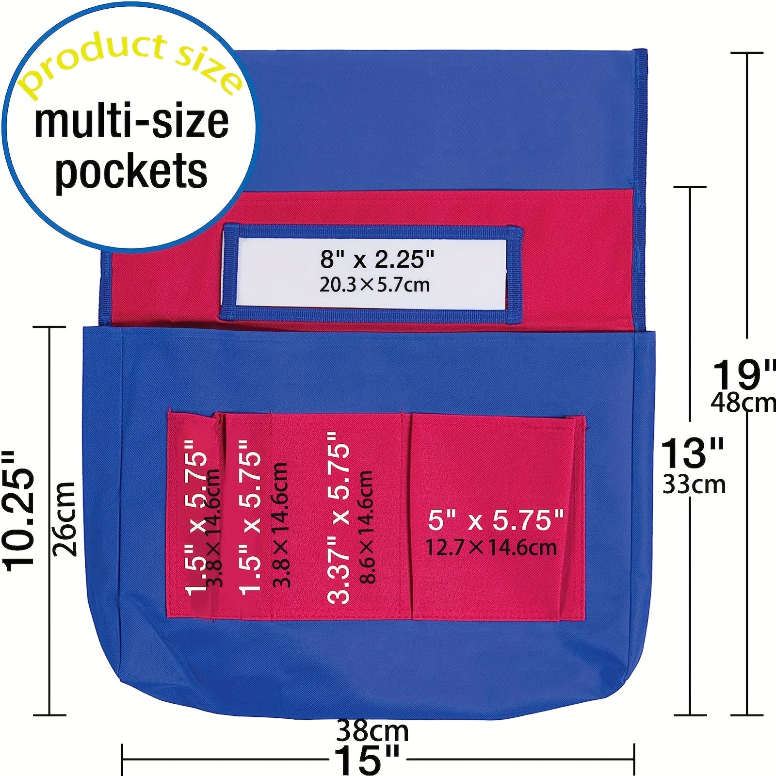 Canvas & Red Chair Pockets Chairback Buddy Pocket Chart Storage Bag