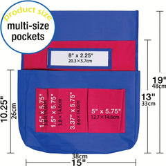 Canvas & Red Chair Pockets Chairback Buddy Pocket Chart Storage Bag