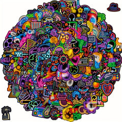 200 Neon Stickers Variety Pack | Self-Adhesive Vinyl Decals