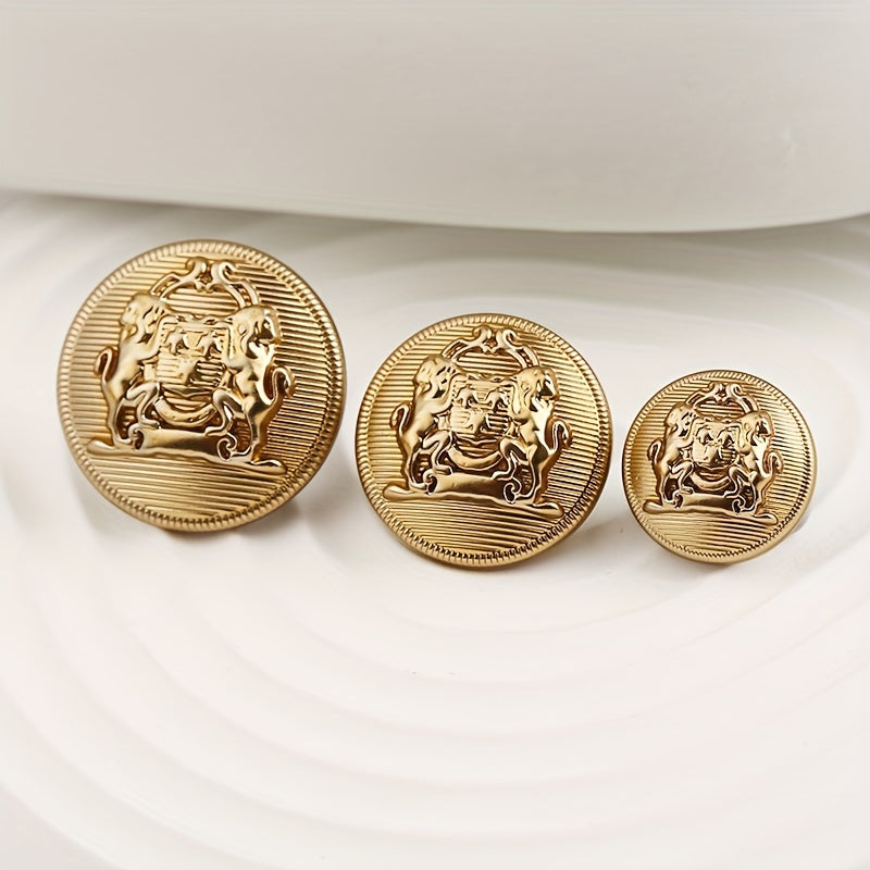 10pcs British Style Metal Double Lion Hand Sewing Coat Buttons