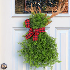 Pine Needle Elk Door Hanging Christmas Wreath Outdoor Decor