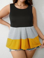  Colorblock Leopard Print Tank Top
