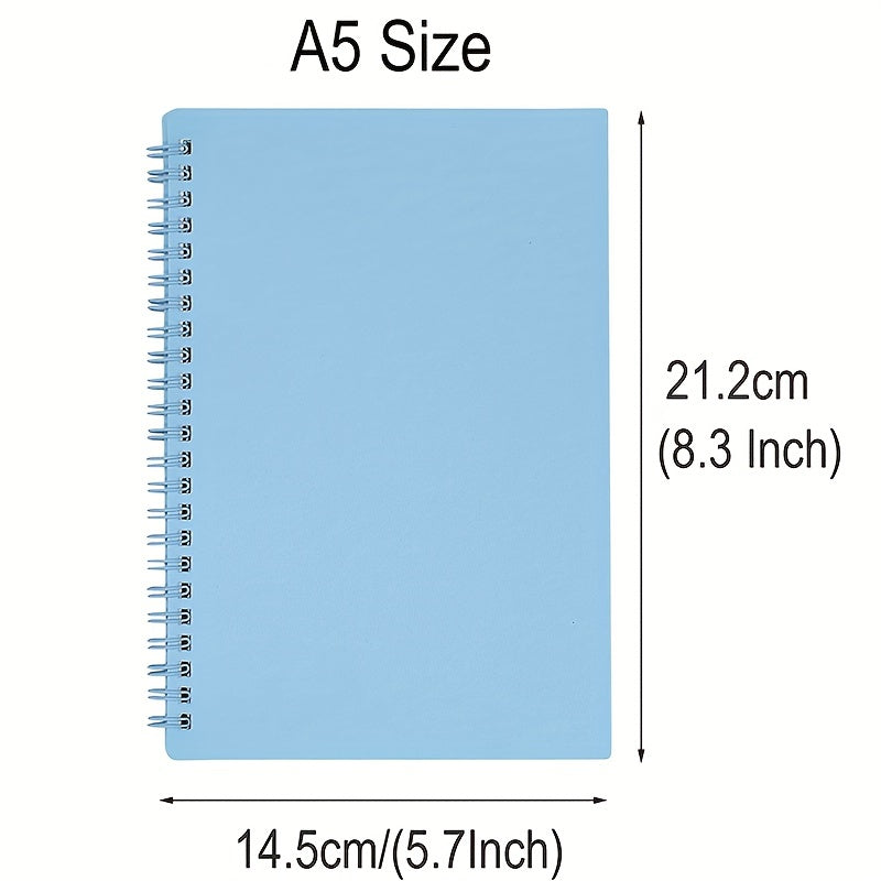 1pc A5 Spiral Notebook Plastic Hardcover 8mm Ruled 358 Sheets Light Pink/Green